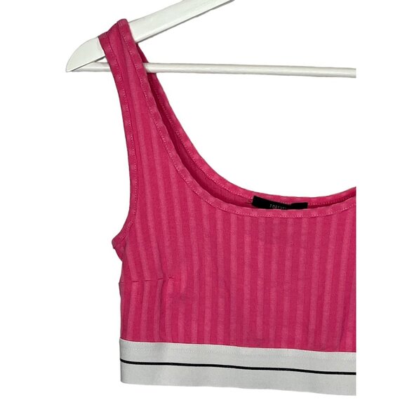 Forever 21 Pink Ribbed Crop Tank Top Women’s Medium Sleeveless Casual Tee - Picture 2 of 12